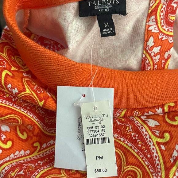 Talbots Orange Paisley Collared Midi Dress - Picture 4 of 5